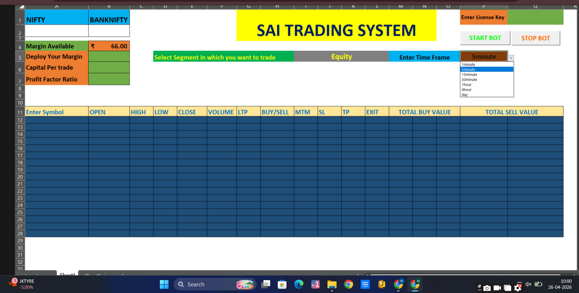 Trading with Excel